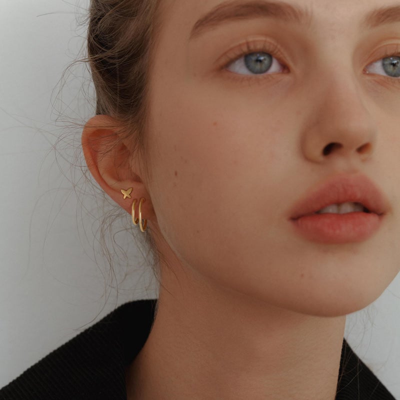 LOYATA Double Hoop Earrings for Women 14K Gold Plated Hypoallergenic Small Huggie Hoop Earrings Gold Hoops Twist Stud Earrings Trendy Illusion Ear Jewelry for Women Gifts - Image 2